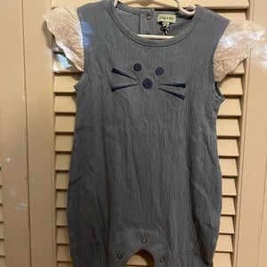 NWT Lilly + Sid Organic Cat Romper 6-12M